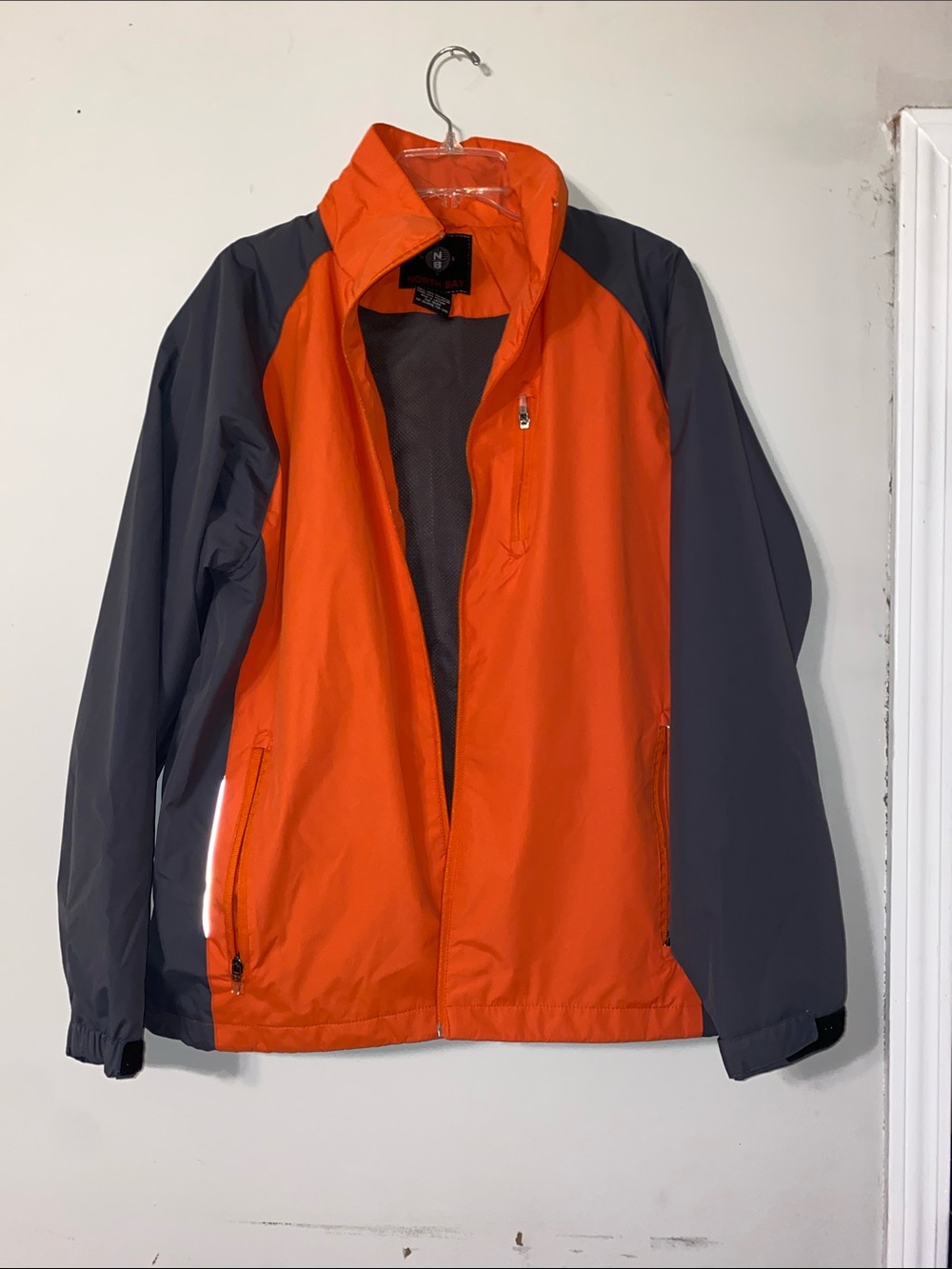 Men's Orange and Gray Water-Resistant Rain Jacket